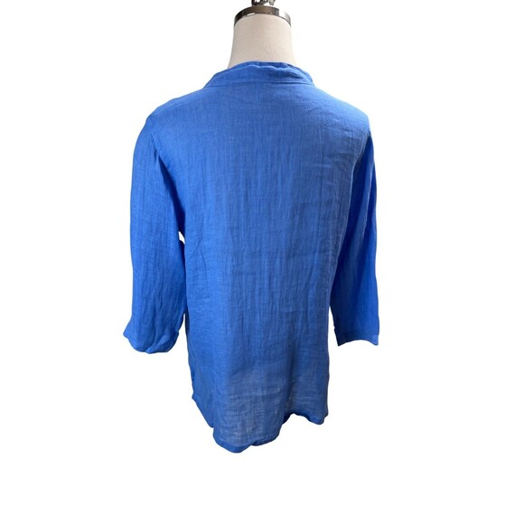 Click Top Women's Size Medium Blue Color Me Cotton 100% Linen Button Up - Picture 3 of 6